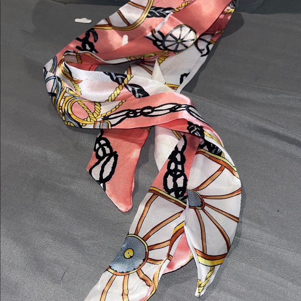 Chic Pink and White Scarf with Nautical Design